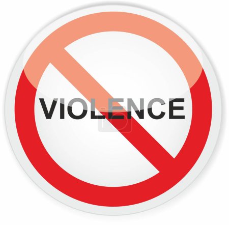 Téléchargez les photos : Mot violence écrit sur un panneau d'interdiction - en image libre de droit