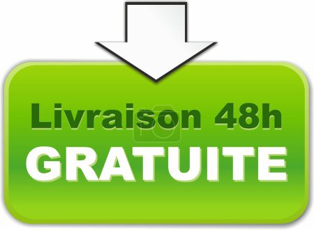 Téléchargez les photos : Les mots "livraison en 48H" écrits en français sur un bouton vert - en image libre de droit