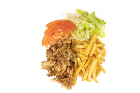 Foto de Kebab and fries close-up on a white background - Imagen libre de derechos