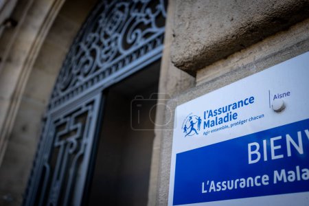 Photo for Saint-Quentin - France - 14 February 2023 - facade of a Health Insurance agency in the city center of Saint-Quentin - Royalty Free Image