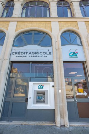 Photo for Saint-Quentin - France - 14 February 2023 - facade of a bank branch Crdit Agricole du Nord Est in the city center of Saint-Quentin - Royalty Free Image