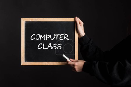 Photo for Computer class and computer lesson in school, education and digitalization - Royalty Free Image