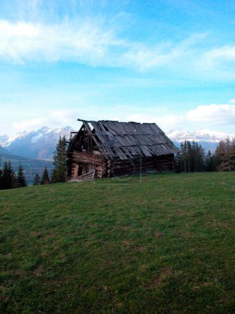 abandoned alpine pasture and mountain hut, agriculture in the alps