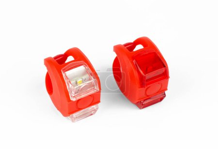 Photo for Front and rear bike light on white background - Royalty Free Image