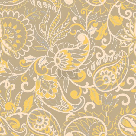 Illustration for Paisley Pattern. Seamless Damask Textile Background - Royalty Free Image