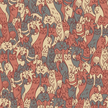 Illustration for Cats seamless pattern. Cute pets vector background - Royalty Free Image