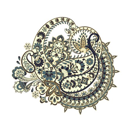 Isolated Paisley pattern in indian style. Floral vector illustration