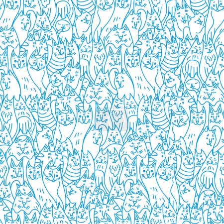 Illustration for Cats seamless pattern. Cute pets vector background - Royalty Free Image
