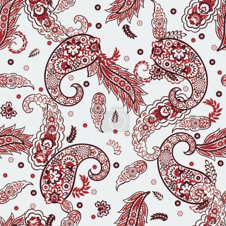 Paisley Ornamental nahtloses Muster. Kalamkari Vektor Stoff Hintergrund