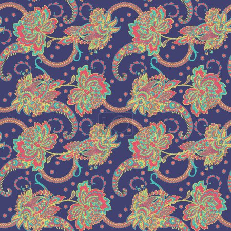 Paisley Floral Oriental Ethtern. Patrones de tela india ornamental sin costura vectorial.