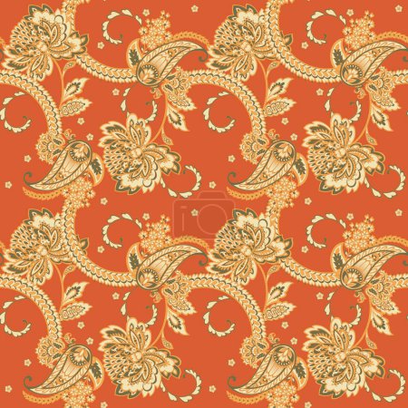 Paisley Floral Oriental Ethtern. Adorno vectorial sin costuras. Patrones de tela Damasco
