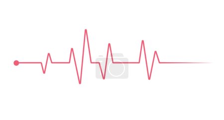 Icône de ligne de battement de coeur rouge sur fond blanc. Moniteur de fréquence cardiaque. Illustration vectorielle.