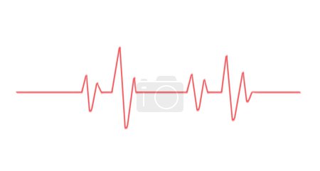 Icono de línea de latidos rojos. Monitor de pulso sobre fondo blanco. Ilustración vectorial.