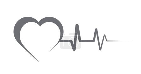 Herzschlagzeilen-Symbole mit Herz. Pulsfrequenzmessung. Vektorillustration.