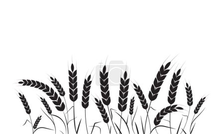 Téléchargez les illustrations : Plante de riz. Un champ de riz. Modèle de blé. Récolte agricole. Illustration vectorielle - en licence libre de droit
