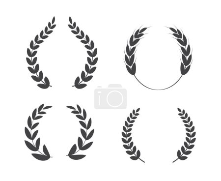 Illustration for Laurel wreath icon. Wheat ears icons set. depicting an award, winner, achievement, emblem. Vector illustration - Royalty Free Image