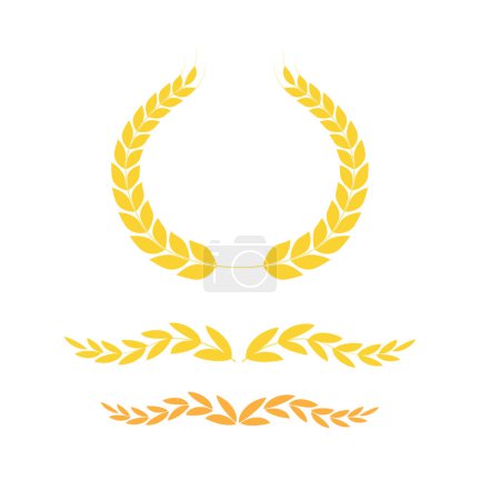 Illustration for Golden laurel or olive greek wreath. depicting an award, achievement, emblem. Vector illustration - Royalty Free Image