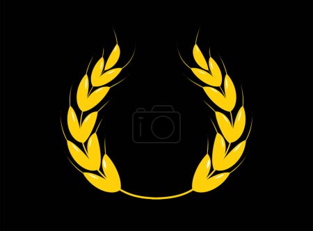 Illustration for Golden Laurel Wreath. Award, winner, achievement, emblem. Wheat ears icon. Vector illustration - Royalty Free Image