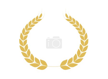Illustration for Golden Laurel Wreath. Award, winner, achievement, emblem. Wheat ears icon. Vector illustration - Royalty Free Image