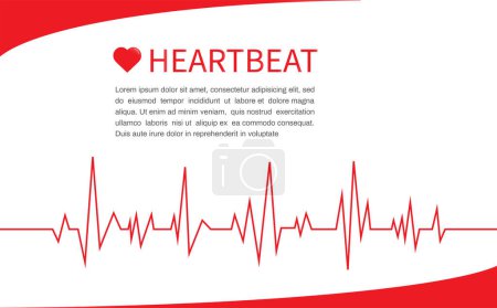 Heartbeat Line in Heart on white background. Heart line icon. Vector illustration