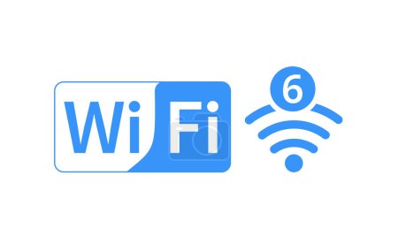 Téléchargez les illustrations : Icône WiFi 6. Technologie Wifi6 réseau de télécommunications de nouvelle génération. Icône Réseau sans fil Wi-Fi. Illustration vectorielle - en licence libre de droit