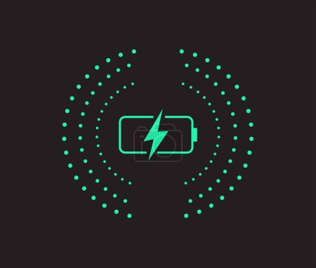 Illustration for Wireless charging. Fast charging icon. Battery charge indicator icon. Level battery energy. Vector illustration. - Royalty Free Image