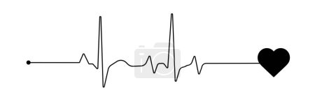 Línea de latidos del corazón sobre fondo blanco. Frecuencia de pulso. Ilustración vectorial