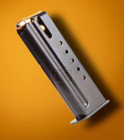 Photo for Semi auto pistol magazine filled with hollow point ammo - Royalty Free Image