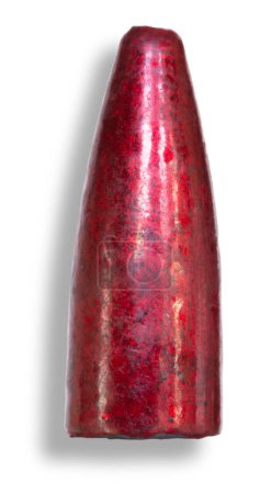Foto de Sombra caída detrás de una bala roja en forma de plomada utilizada para la pesca - Imagen libre de derechos