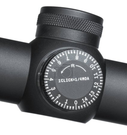 Dial that adjusts windage on the crosshair insiode of a highly magnified rifle scope