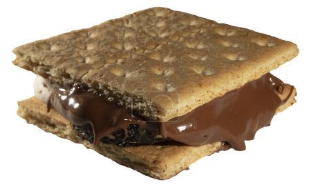 Smore fresh from the fire isolated and with lots of oozing chocolate
