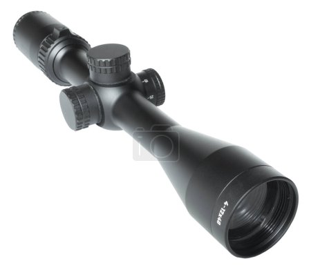 High powered riflescope with a 40 mm objective and a magnification range of between four and 12.