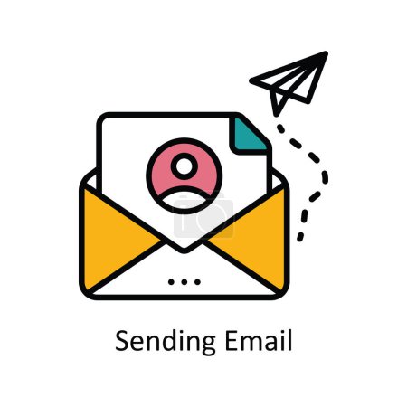 E-Mail senden Vector Fill umreißt die Illustration zum Icon Design. Digitales Marketing Symbol auf weißem Hintergrund EPS 10 File