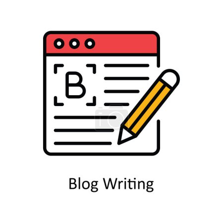 Blog Writing Vector Fill outline Icon Design illustration. Digital Marketing  Symbol on White background EPS 10 File