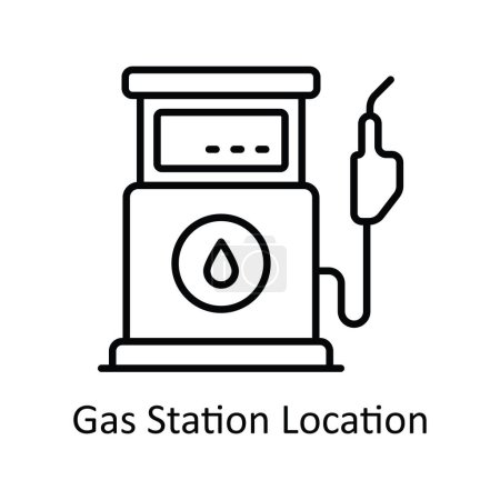 Ilustración de Ubicación de la gasolinera Esquema vectorial Icono Ilustración de diseño. Mapa y símbolo de navegación sobre fondo blanco Archivo EPS 10 - Imagen libre de derechos