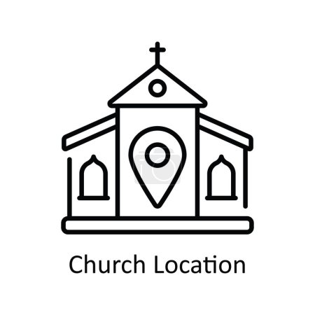Ilustración de Ubicación de la Iglesia Esquema vectorial Icono Ilustración de diseño. Mapa y símbolo de navegación sobre fondo blanco Archivo EPS 10 - Imagen libre de derechos