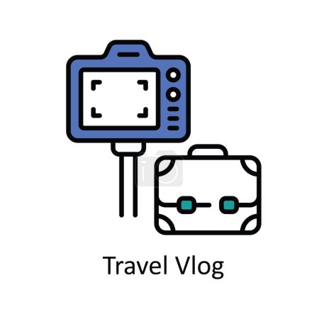 Ilustración de Travel Vlog Vector Rellenar esquema Icono Ilustración de diseño. Símbolo de transmisión en línea sobre fondo blanco Archivo EPS 10 - Imagen libre de derechos