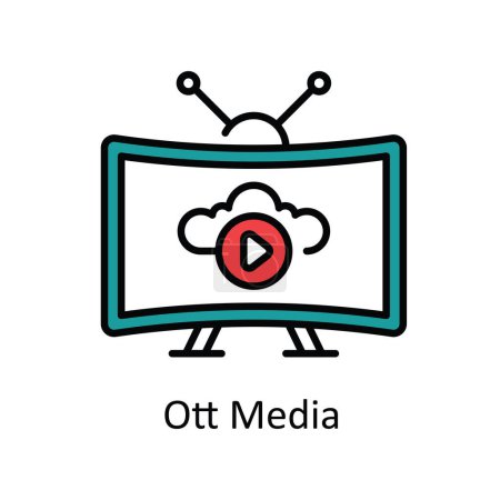Illustration for Ott Media Vector   Fill outline Icon Design illustration. Online streaming Symbol on White background EPS 10 File - Royalty Free Image