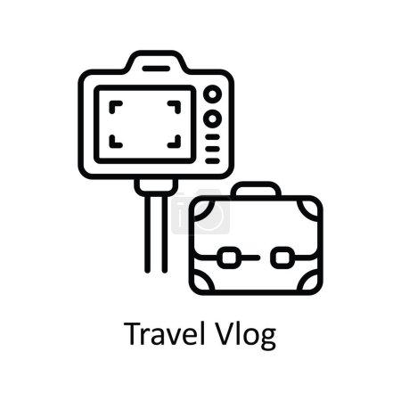 Ilustración de Travel Vlog Esquema vectorial Icono Ilustración de diseño. Símbolo de transmisión en línea sobre fondo blanco Archivo EPS 10 - Imagen libre de derechos