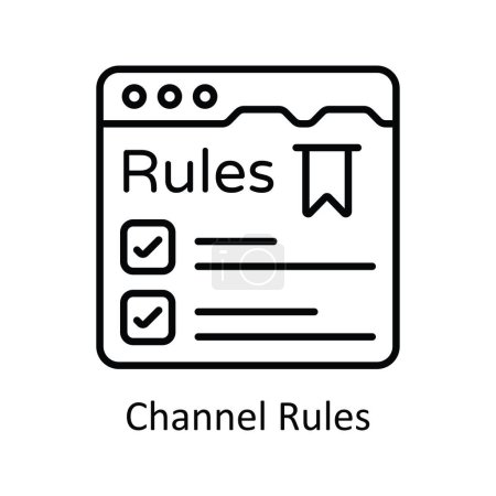 Ilustración de Reglas del canal Esquema vectorial Icono Ilustración de diseño. Símbolo de transmisión en línea sobre fondo blanco Archivo EPS 10 - Imagen libre de derechos