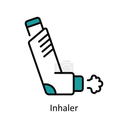 Illustration for Inhaler Vector  Fill outline Icon Design illustration. Pharmacy  Symbol on White background EPS 10 File - Royalty Free Image