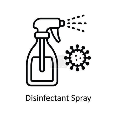 Spray desinfectante Esquema vectorial Icono Ilustración de diseño. Símbolo de farmacia sobre fondo blanco Archivo EPS 10