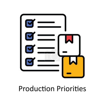 Illustration for Production Priorities Vector  fill outline Icon Design illustration. Product Management Symbol on White background EPS 10 File - Royalty Free Image