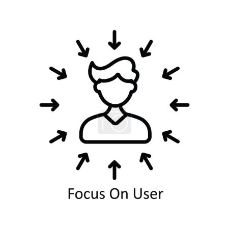 Focus On User Vector bosquejar Icono Ilustración de diseño. Símbolo de gestión de productos sobre fondo blanco Archivo EPS 10