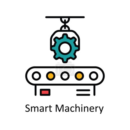 Illustration for Smart Machinery Vector  Fill outline Icon Design illustration. Smart Industries Symbol on White background EPS 10 File - Royalty Free Image