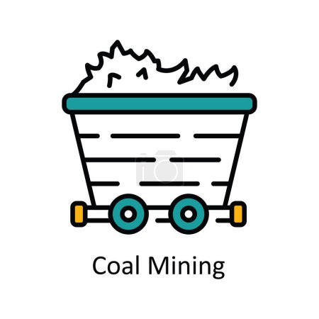 Illustration for Coal Mining Vector  Fill outline Icon Design illustration. Smart Industries Symbol on White background EPS 10 File - Royalty Free Image
