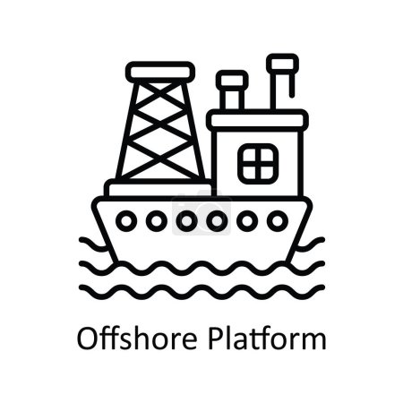 Téléchargez les illustrations : Offshore Platform Vector schéma Icon Design illustration. Symbole Smart Industries sur fond blanc Fichier EPS 10 - en licence libre de droit