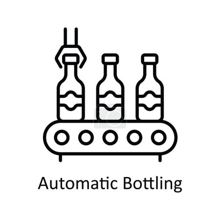 Illustration for Automatic Bottling Vector   outline Icon Design illustration. Smart Industries Symbol on White background EPS 10 File - Royalty Free Image