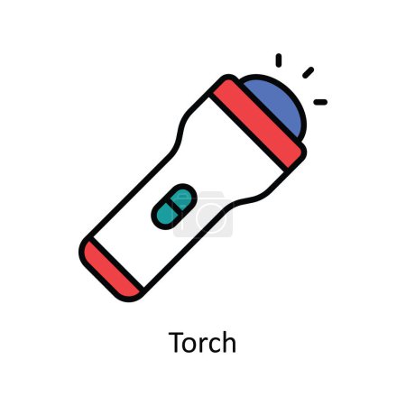 Illustration for Torch Vector Fill outline Icon Design illustration. Travel and Hotel Symbol on White background EPS 10 File - Royalty Free Image