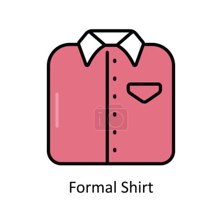 Illustration for Formal Shirt Vector Fill outline Icon Design illustration. Travel and Hotel Symbol on White background EPS 10 File - Royalty Free Image